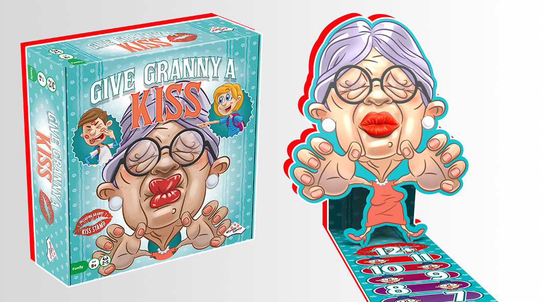 Give Granny A Kiss bordspel met spelonderdelen